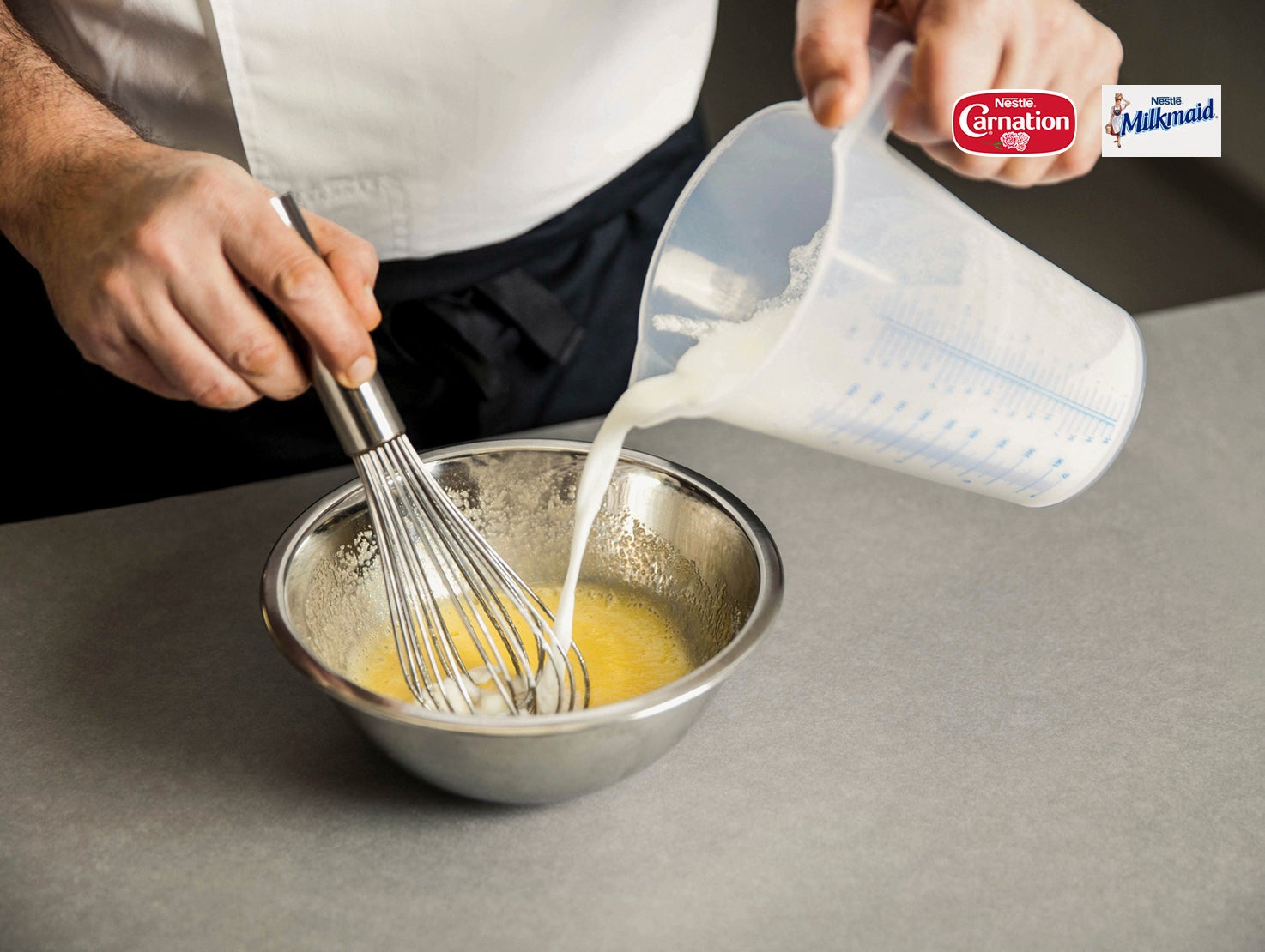Chef Adding Nestle Milk