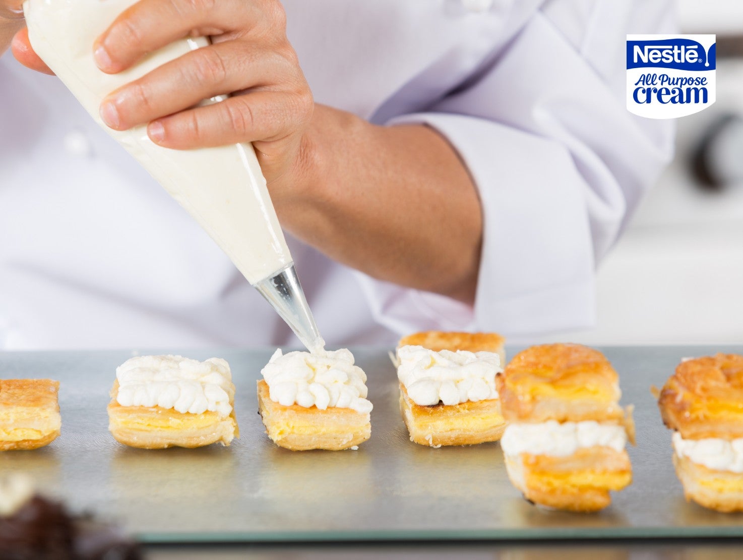 Bread with nestle cream topping