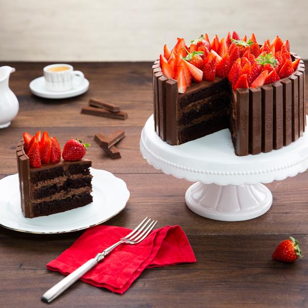 KitKat Cake with Strawberries on Top