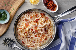 Carbonara Topped with Bacon